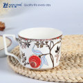 China-Fabrik Kundenspezifische gedruckte Jumbo-Porzellankaffee-Tee-Schale und Untertasse-Sätze